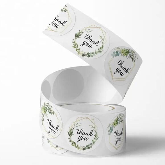 New 500 Piece Roll Self-Adhesive Thank You Stickers - 4 Designs - Picture 5 of 5